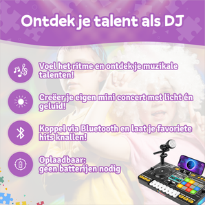 Lasten DJ-setti Bluetoothilla & mikrofonilla - Ladattava